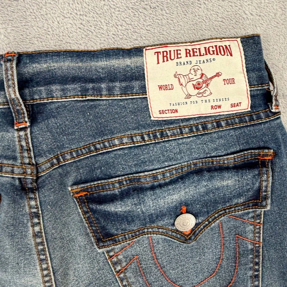 True Religion Ricky Flap Straight‎ Jeans Medium Cuzzy Firefade Wash Mens Size 31